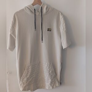 Men's Cream Short Sleeve Hoodie